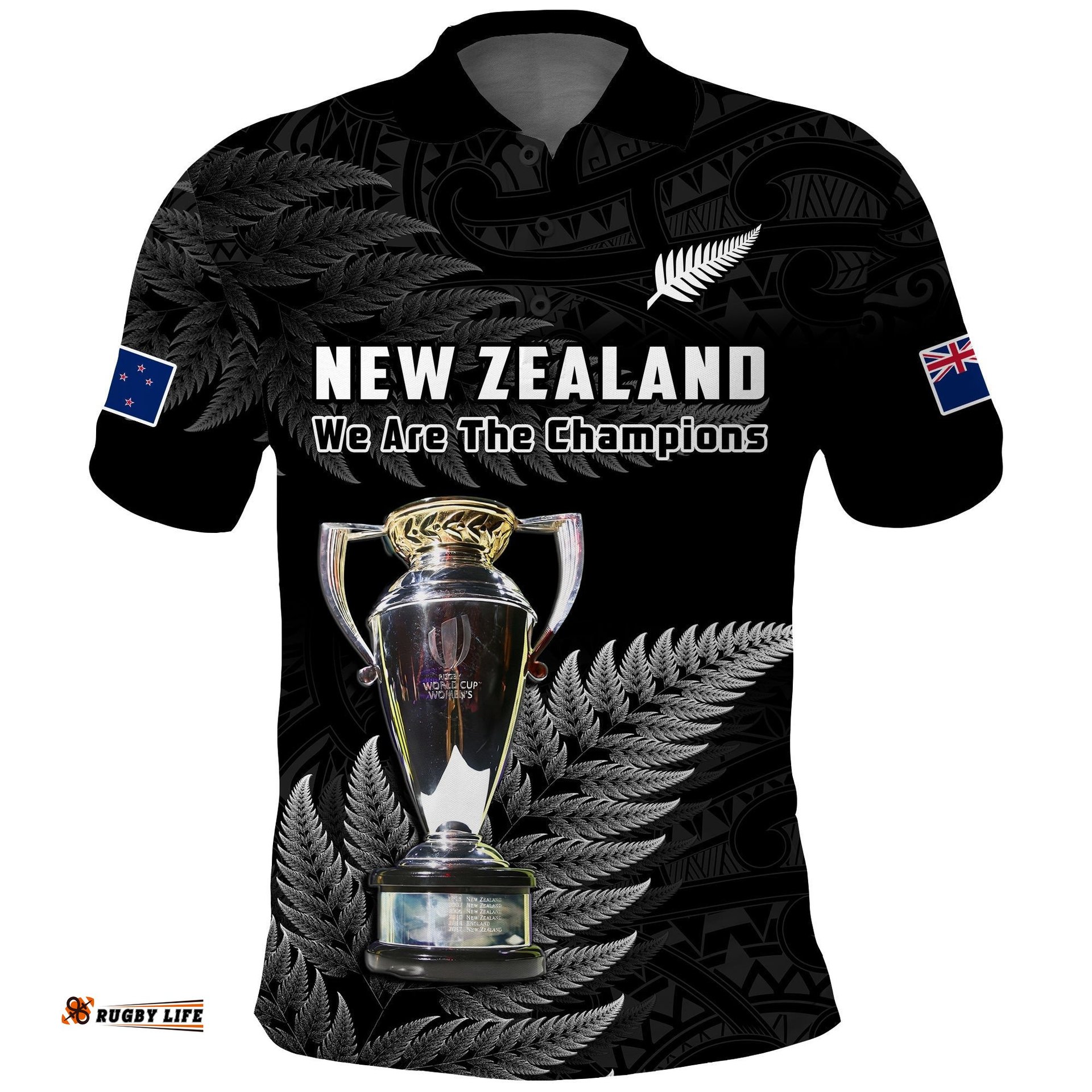 New Zealand 2022 Rugby Polo Shirt Black Fern Proud Champions RWC Amazing Aussie