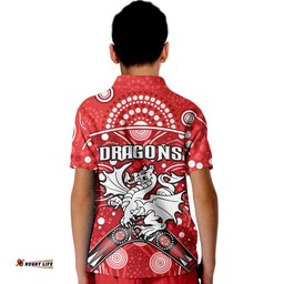 Dragons Rugby Polo Shirt Boomerang Indigenous Dots Amazing Aussie