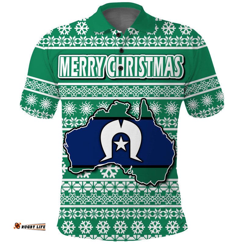 Custom Personalised Australian Torres Strait Christmas Vibe With Aboriginal Dot Painting Style Polo Shirt Amazing Aussie
