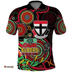 St Kilda Football Aboriginal Art Polo Shirt NAIDOC Indigenous Tribal