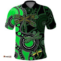 Aboriginal Dragonfly Polo Shirt Green Style