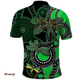 Aboriginal Dragonfly Polo Shirt Green Style