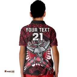 Custom Personalised Bombers Football Polo Shirt Boomerang Indigenous Dots Amazing Aussie