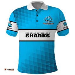 Personalised Sharks Rugby Polo Shirt Go Sharkies Sporty Version