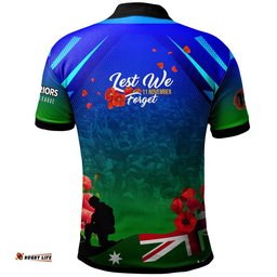 Warriors Rugby Polo Shirt - Custom Warriors Remembrance Day Lest We Forget Poppies Polo Shirt Amazing Aussie
