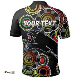 Custom Personalised Panthers Rugby Aboriginal Vibe Polo Shirt - Black Amazing Aussie
