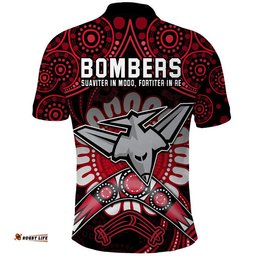 Bombers Football Polo Shirt Boomerang Indigenous Dots Amazing Aussie