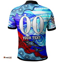 NRLW Knights Rugby Polo Shirt - Custom Woman Knights with Aboriginal Dot Painting Style Player And Number Woman Polo Shirt Amazing Aussie