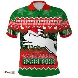 Custom Personalised South Sydney Rabbitohs Aboriginal Christmas Vibe Polo Shirt Amazing Aussie