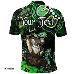Custom Personalised Australian Astrology Polo Shirt Cancer Koala Zodiac Aboriginal Vibes - Green Amazing Aussie