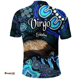 Australian Astrology Polo Shirt Virgo Echidna Zodiac Aboriginal Vibes - Blue Amazing Aussie