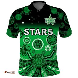 Stars Cricket Polo Shirt Melbourne Team Green Gradient Aboriginal Art Amazing Aussie