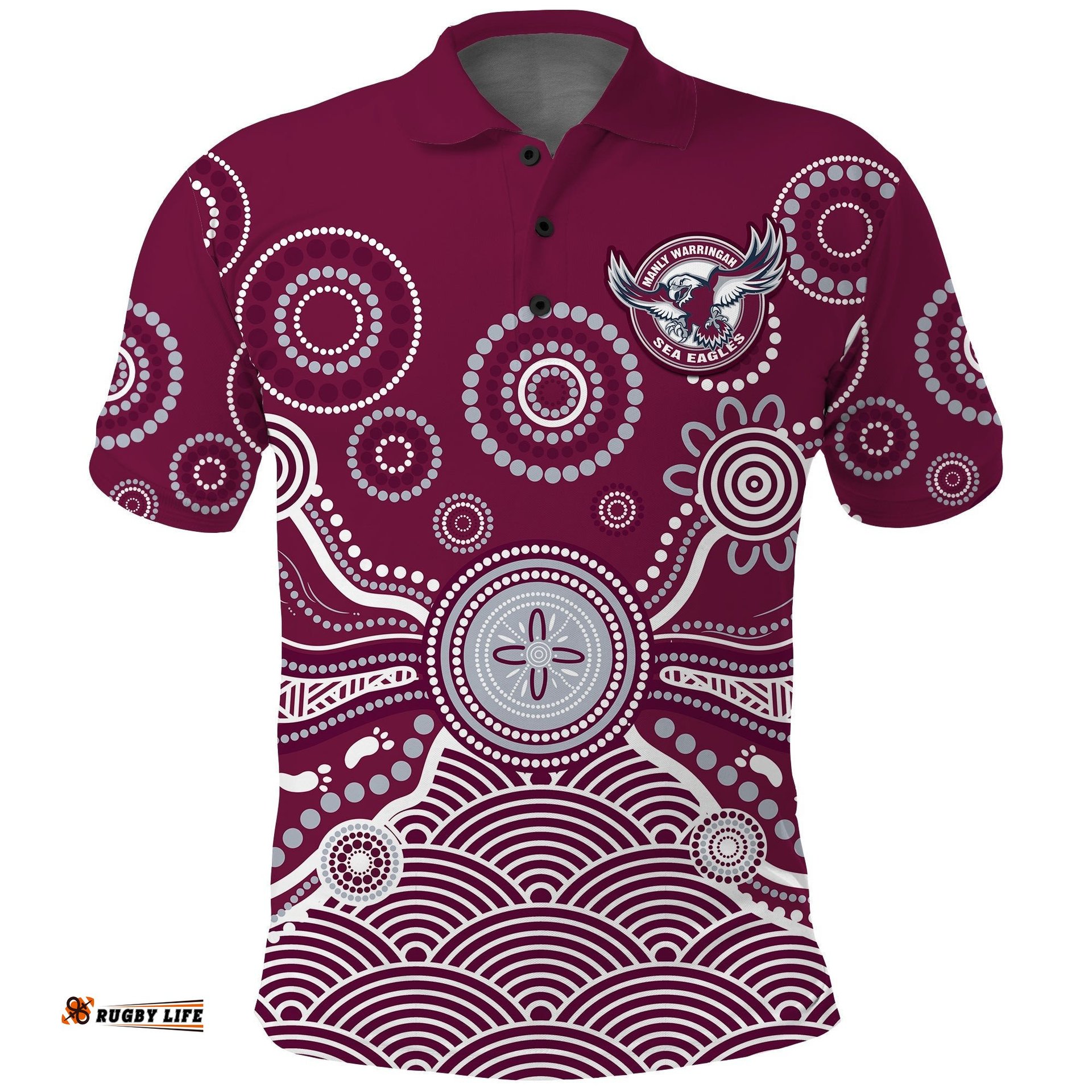 Sea Eagles Polo Shirt Manly Warringah 1946 Indigenous Painting Amazing Aussie