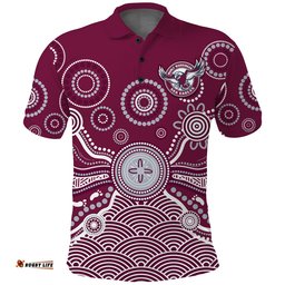 Sea Eagles Polo Shirt Manly Warringah 1946 Indigenous Painting Amazing Aussie