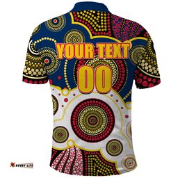 Custom Personalised And Number Crows AFL Polo Shirt Aboriginal Patterns Amazing Aussie