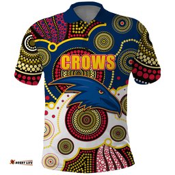 Custom Personalised And Number Crows AFL Polo Shirt Aboriginal Patterns Amazing Aussie