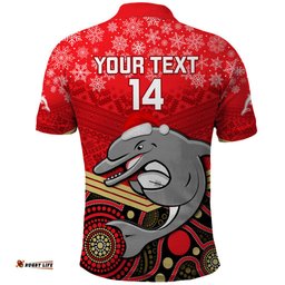 Custom Dolphins Rugby Christmas Polo Shirt Merry Xmas 2023 Mix Aboriginal Art