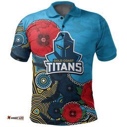 Custom Personalised Anzac Day NRL-Titans Army Mix Aboriginal Polo Shirt Amazing Aussie
