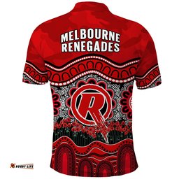 Renegades Cricket ANZAC Polo Shirt Melbourne Poppy Aboriginal Camouflage Amazing Aussie