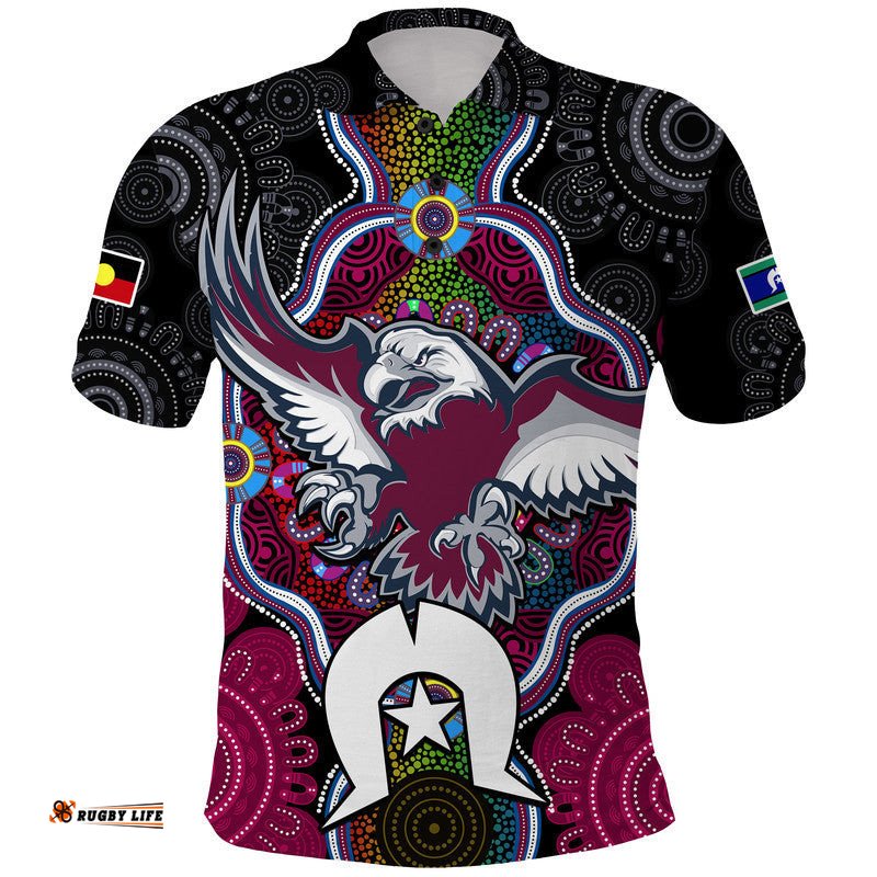 Custom Personalised Sea Eagles Rugby NAIDOC Week Polo Shirt Indigenous Amazing Aussie