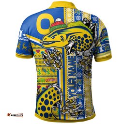Eels Rugby Christmas Polo Shirt - Custom Scratch Super Eels Snowflakes Personalized Name And Number Polo Shirt Amazing Aussie