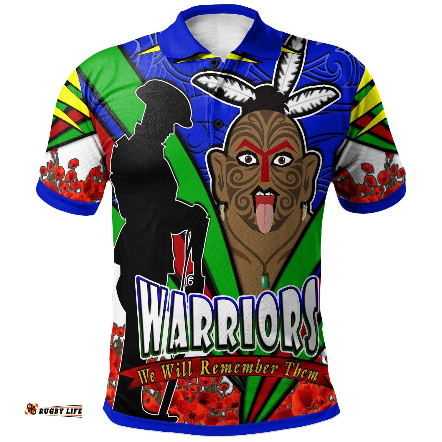 Warriors Rugby Polo Shirt - Custom Warriors We Will Remember Them And Poppies Polo Shirt Amazing Aussie