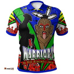 Warriors Rugby Polo Shirt - Custom Warriors We Will Remember Them And Poppies Polo Shirt Amazing Aussie