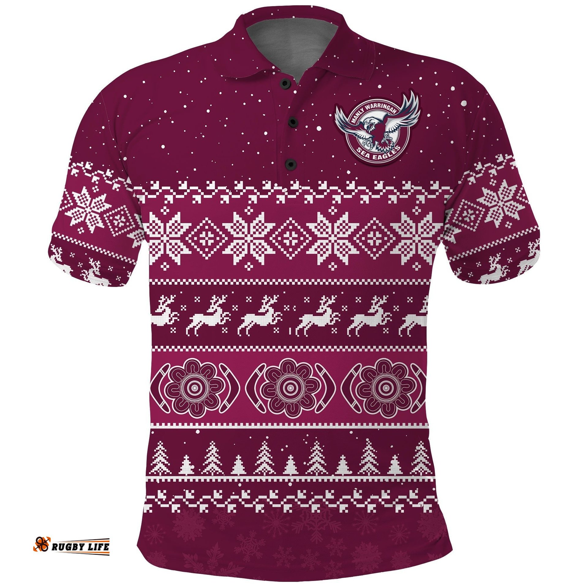 Custom Personalised Sea Eagles Rugby Polo Shirt Indigenous Silvertails Merry Christmas Amazing Aussie