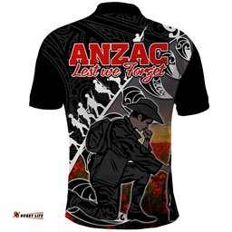 Aotearoa ANZAC Day Polo Shirt Maori Fern With Poppy Vibe Amazing Aussie