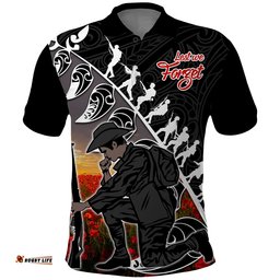 Aotearoa ANZAC Day Polo Shirt Maori Fern With Poppy Vibe Amazing Aussie