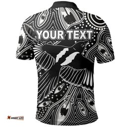 Custom Personalised Collingwood Magpies Polo Shirt Aboriginal Art Amazing Aussie