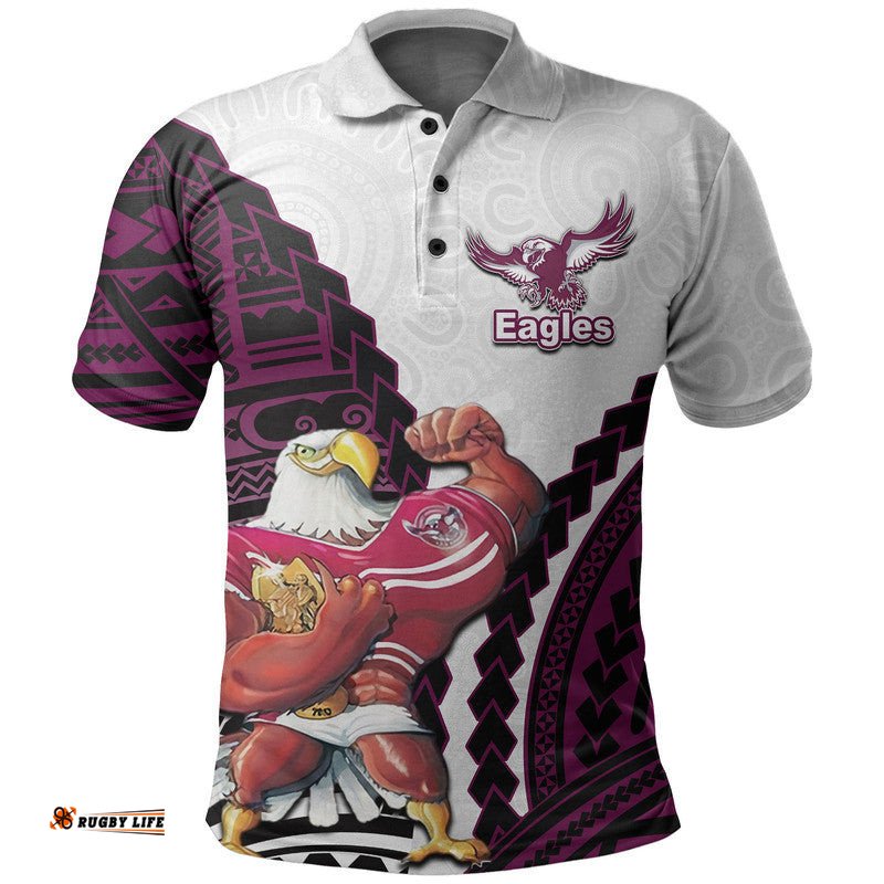 Eagles Rugby Polo Shirt Mix Polynesian Amazing Aussie