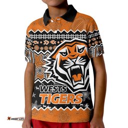 Custom Personalised Wests Tigers Aboriginal Christmas Vibe Gold Version Polo Shirt Amazing Aussie