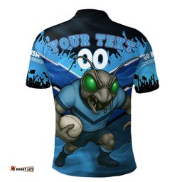 New South Wales Blues Polo Shirt - Custom State Of Origin Go NSW Blues Football Cockroaches Mascot Polo Shirt