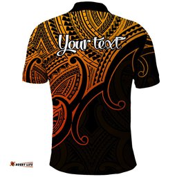 Custom Aotearoa Maori Koru Polo Shirt Polynesian Pacific Tribal - Gold
