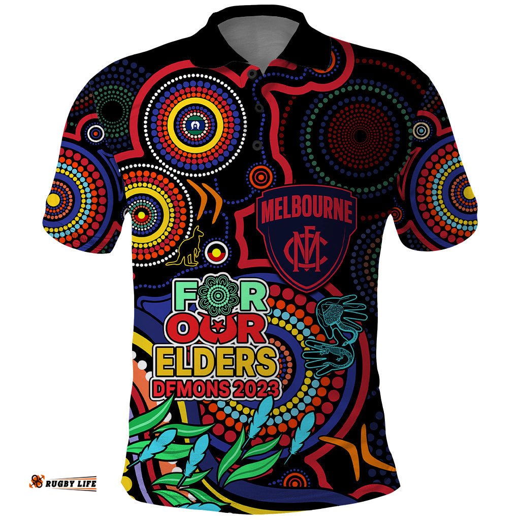 Demons Football Aboriginal Art Polo Shirt NAIDOC Indigenous Tribal