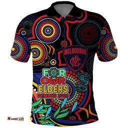 Demons Football Aboriginal Art Polo Shirt NAIDOC Indigenous Tribal
