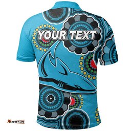 Custom Personalised Sharks Rugby Aboriginal Vibe Polo Shirt Amazing Aussie