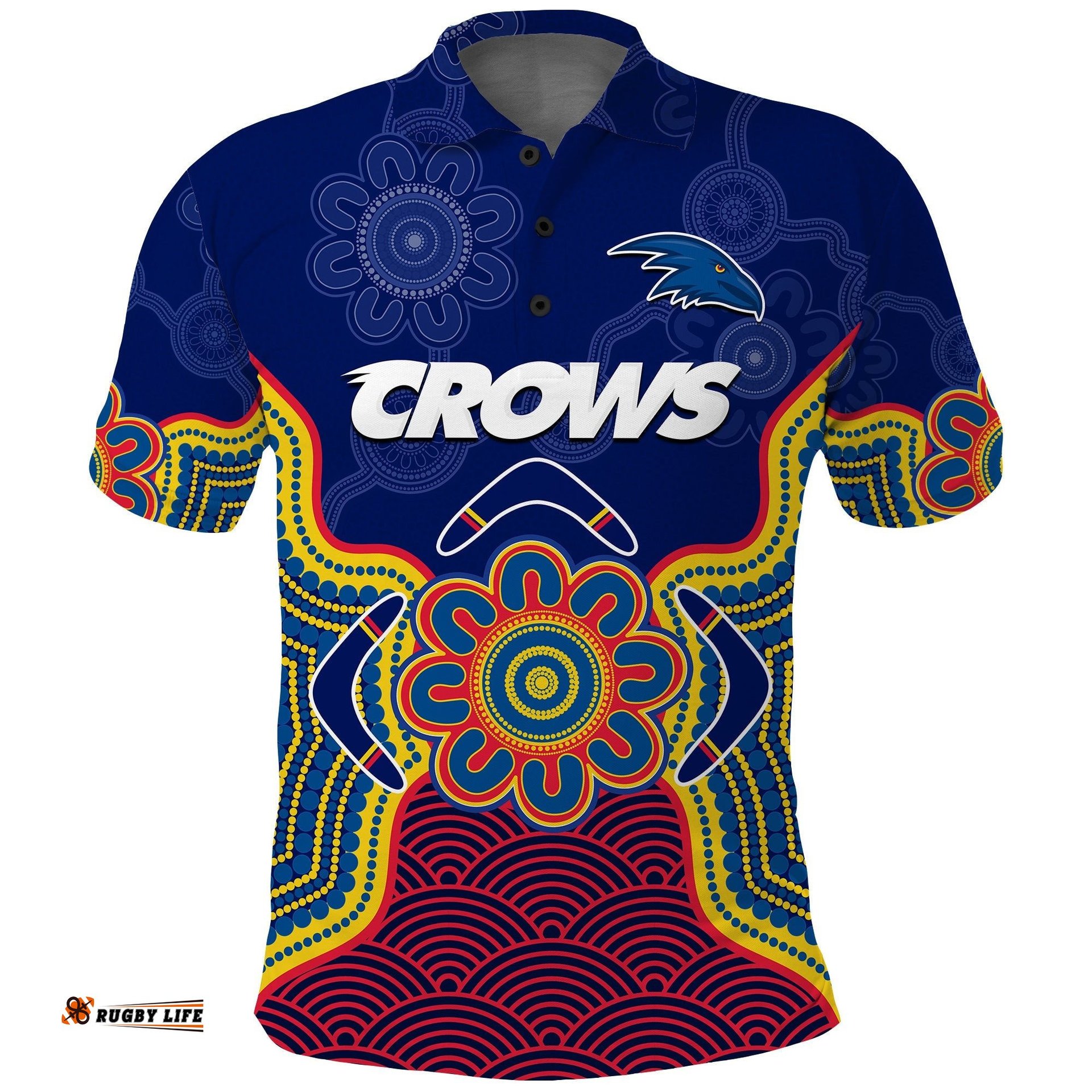 Adelaide Football Polo Shirt Crows Aboriginal Art Amazing Aussie