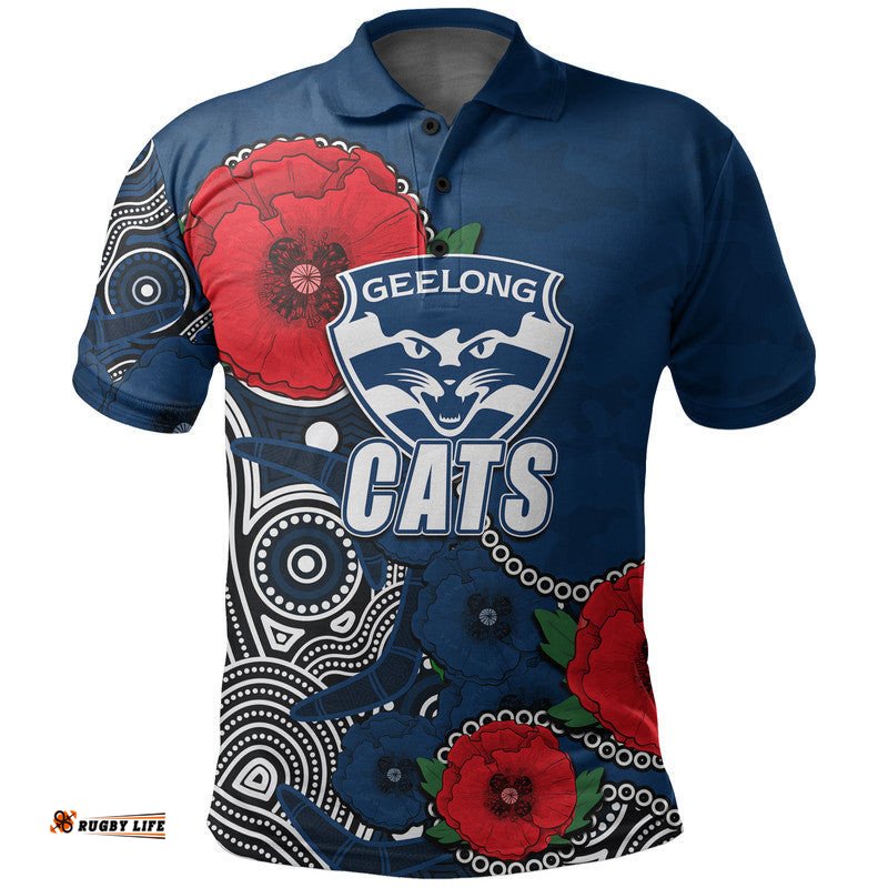Custom Personalised Anzac Day AFL-Cats Army Mix Aboriginal Polo Shirt Amazing Aussie