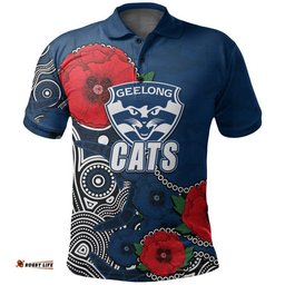 Custom Personalised Anzac Day AFL-Cats Army Mix Aboriginal Polo Shirt Amazing Aussie
