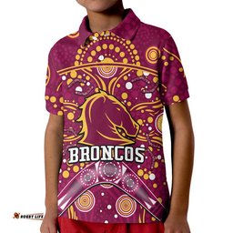 Custom Personalised Broncos Rugby Polo Shirt Boomerang Indigenous Dots Amazing Aussie
