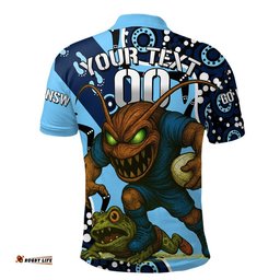 NSW Blues Rugby League Team Polo Shirt Indigenous - Custom New South Wales Blues Football Cockroaches Mascot Polo Shirt