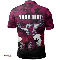Custom Personalised NRL Anzac Day Polo Shirt Sea Eagles Army Style Amazing Aussie