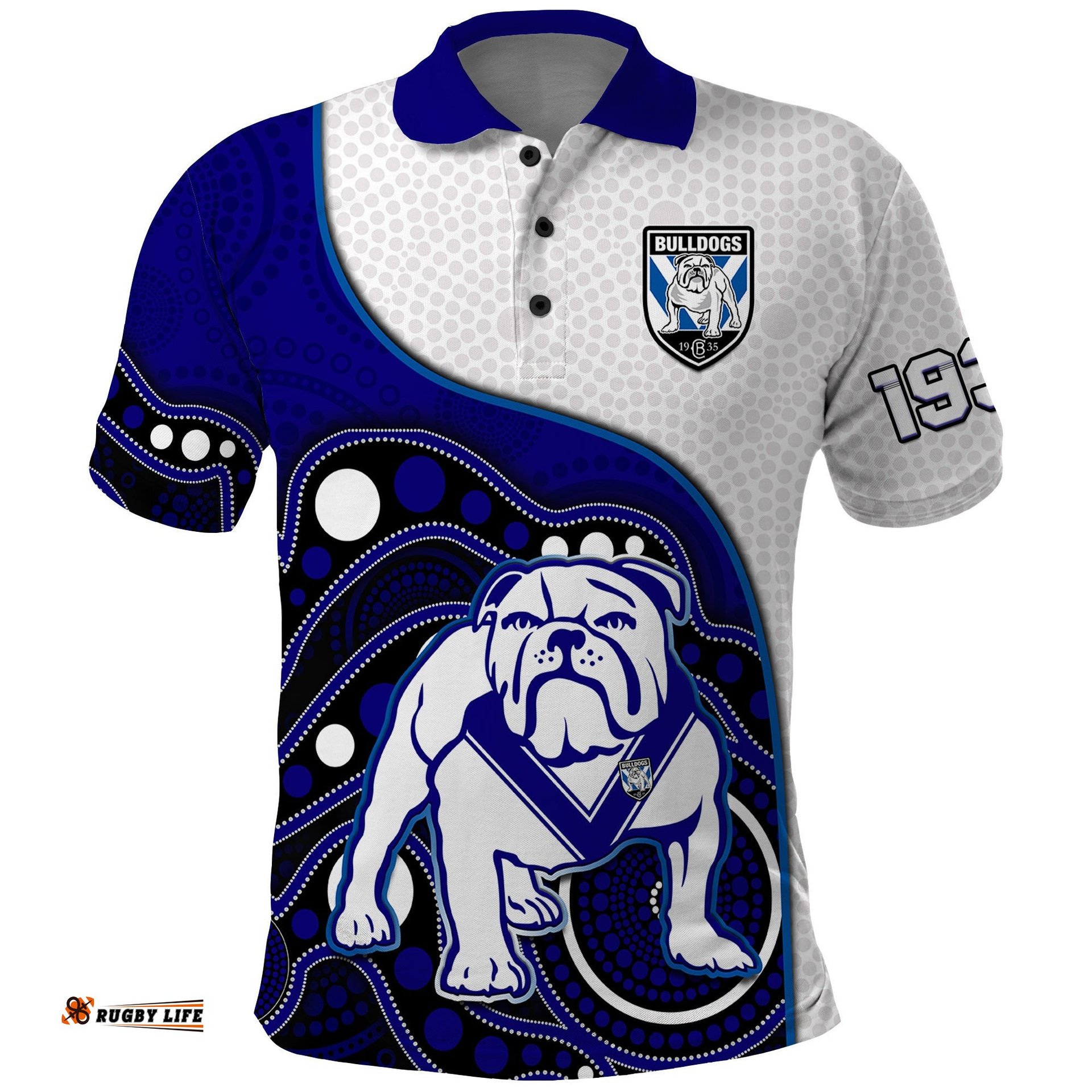 Bulldogs Rugby Polo Shirt Go Doggies Indigenous Art Amazing Aussie