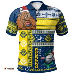 Cowboys Rugby Polo Shirt - Custom Christmas Snowflakes Cowboys Mascot Polo Shirt Amazing Aussie