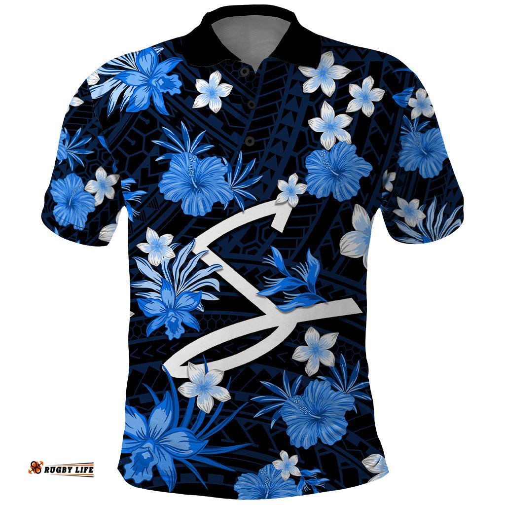 Australian Strikers Cricket Polo Shirt Baeuty Pacific Hibiscus and Polynesian Pattern