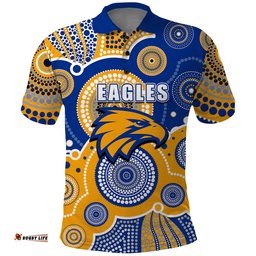 Custom Personalised And Number Eagles AFL Polo Shirt Aboriginal Patterns Amazing Aussie