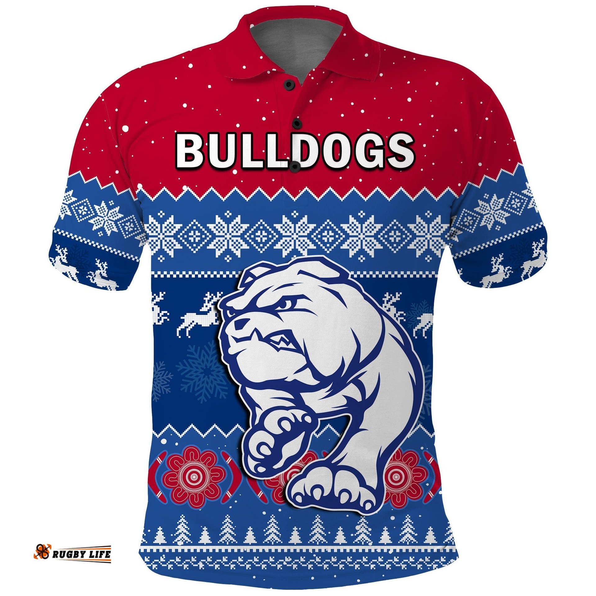 Custom Personalised Western Bulldogs Football Polo Shirt Dogs Indigenous Merry Christmas Amazing Aussie