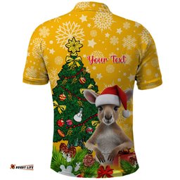 Personalised Wallabies Rugby Christmas Polo Shirt Merry Xmas With Australian Kangaroo